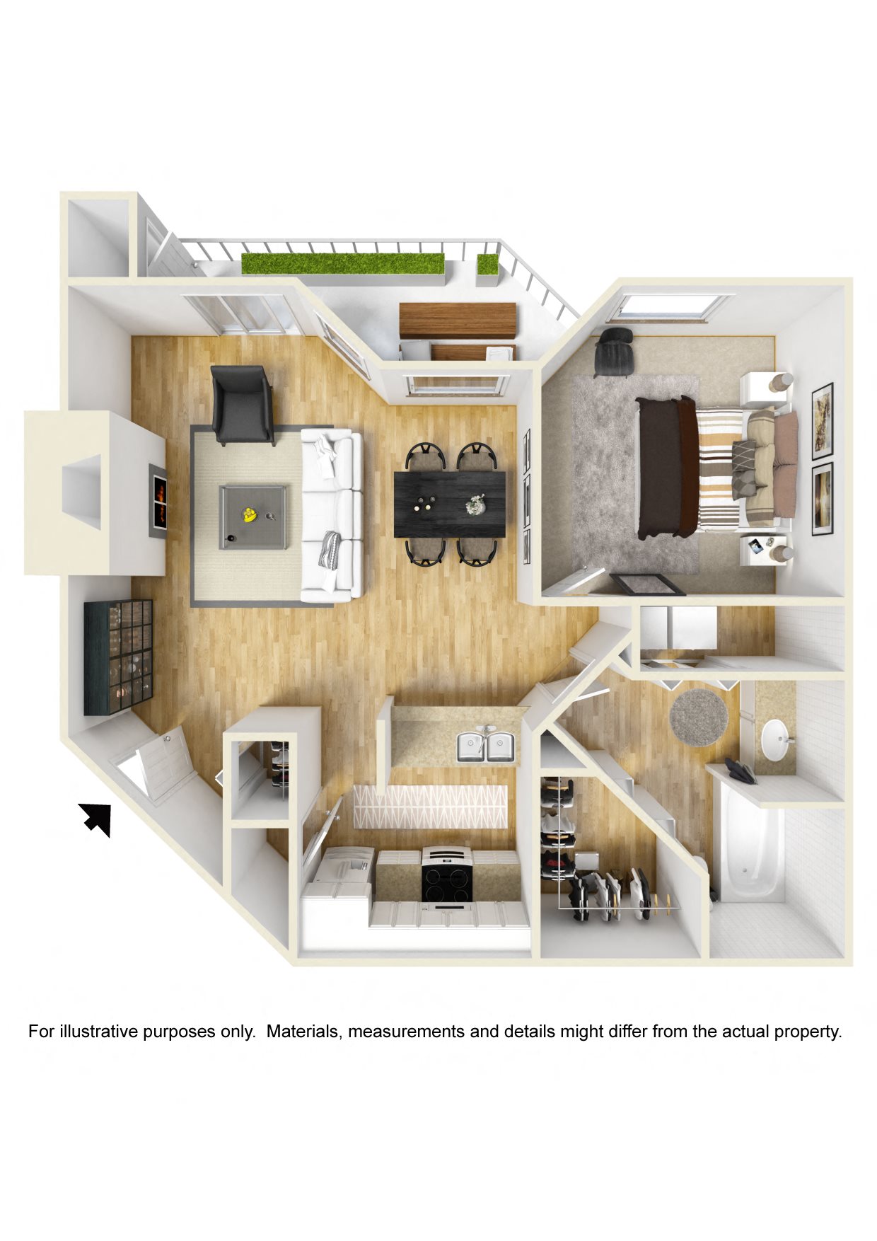Stonesthrow Apartments_Tualatin, OR_Floor Plan_One Bedroom One Bathroom_B Stonesthrow Apartments_Tualatin, OR_Floor Plan_One Bedroom One Bathroom_B
